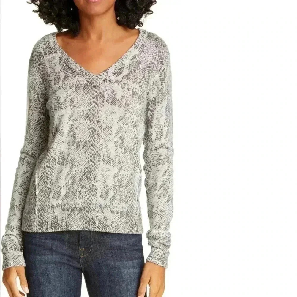 ATM Anthony Thomas Melillo Snakeskin Print Cotton & Cashmere Sweater